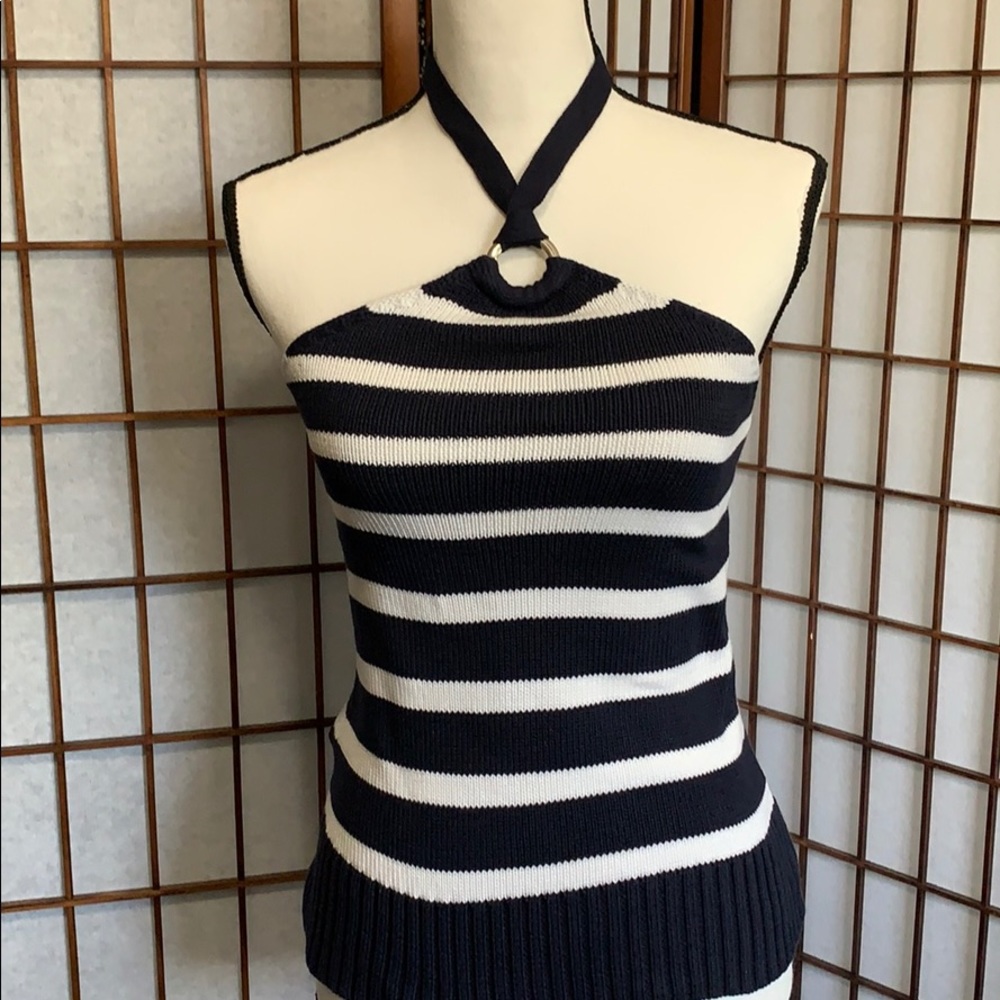Loft Halter Navy Stripe Sweater